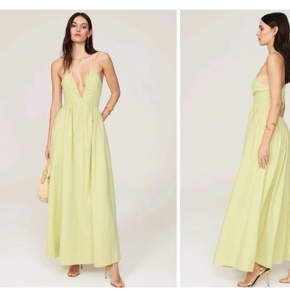 Line And Dot Hollis Maxi Dress Spring Green Size Large Cotton And Linen … - Picture 1 of 9